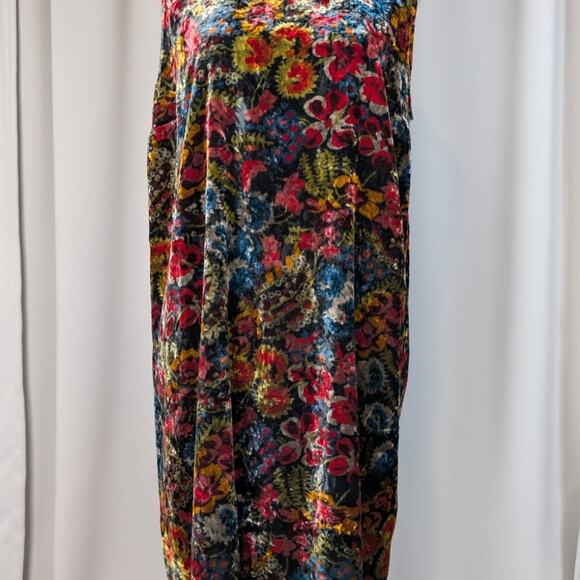 LOFT Velvet Floral Mock Neck Sleeveless Dress Size Large - Picture 11 of 13